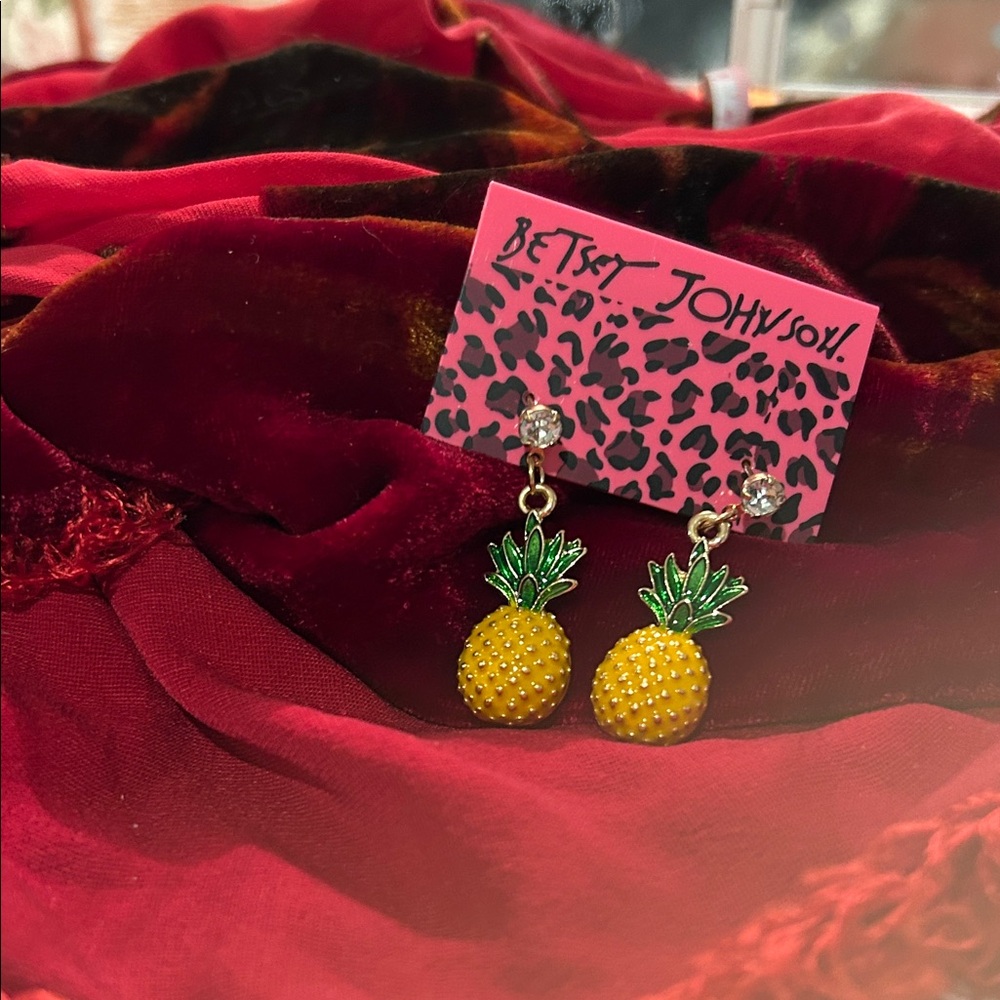 Betsey Johnson Yellow Pineapple Earrings